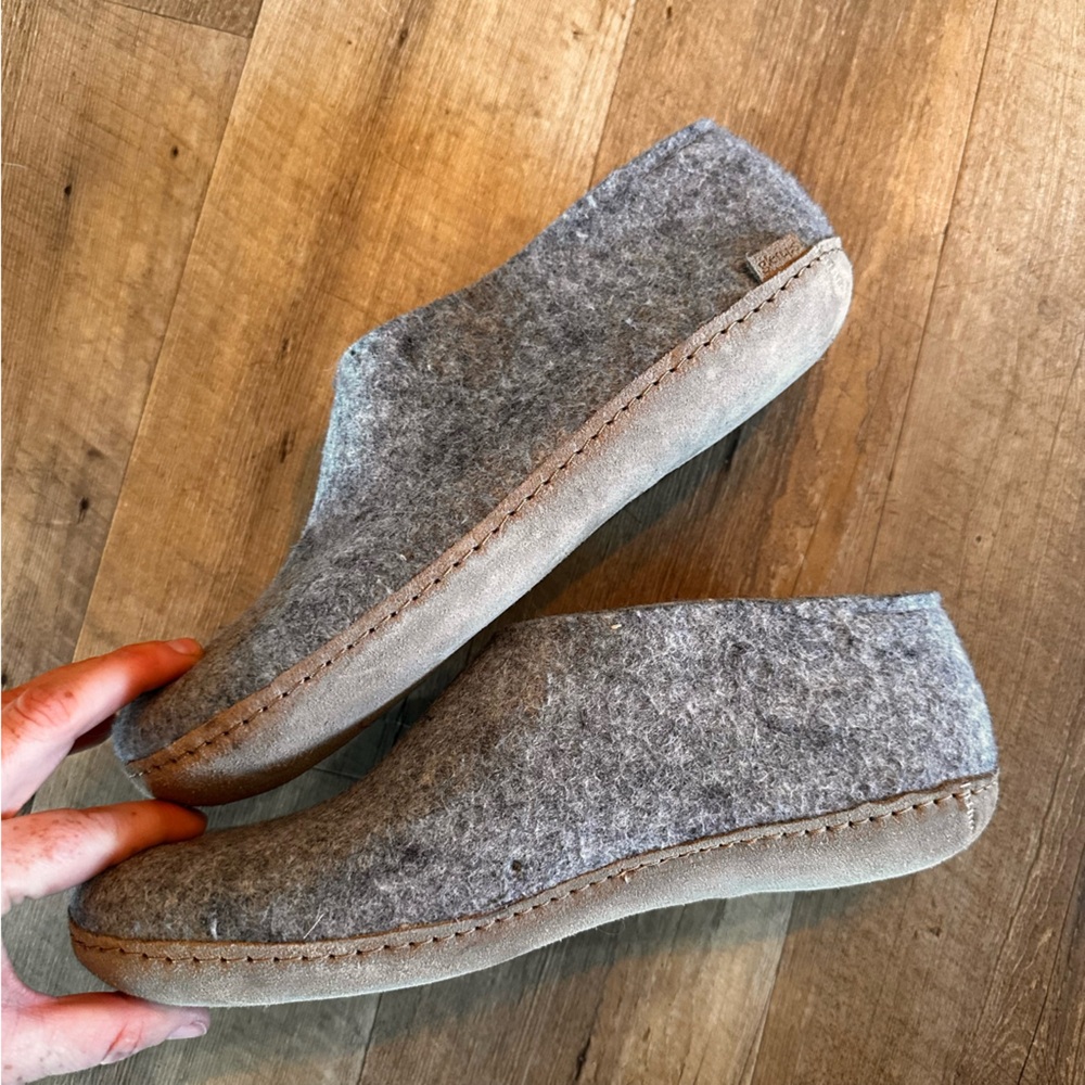Glerups Wool Slip-On Slippers with Leather Sole - Picture 4 of 13